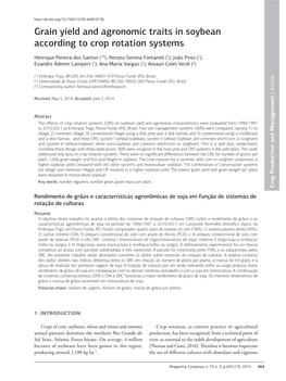 Grain Yield and Agronomic Traits in Soybean According to Crop Rotation Systems