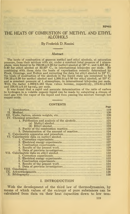 The Heats of Combustion of Methyl and Ethyl Alcohols