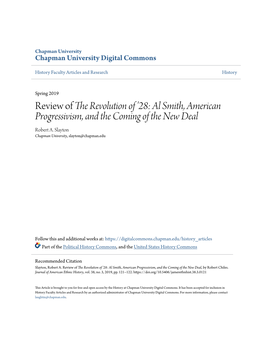 The Revolution of '28: Al Smith, American Progressivism, and the Coming of the New Deal</Em>