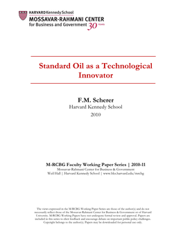 Standard Oil As a Technological Innovator