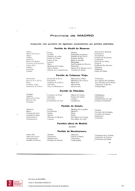 Partido De Alcalá De Henares. Partido De Colmenar Viejo. Partido De