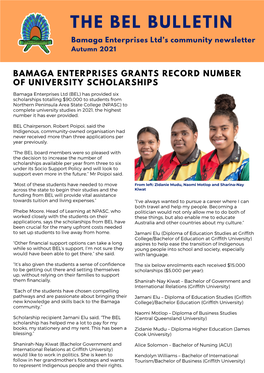 THE BEL BULLETIN Bamaga Enterprises Ltd’S Community Newsletter Autumn 2021