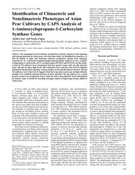 Identification of Climacteric and Nonclimacteric Phenotypes Of