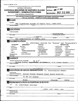 60122198! for Federal Properties See Instructions in How to Complete National Register Forms Type All Entries -- Complete Applicable Sections | Name