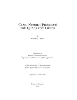 Class Number Problems for Quadratic Fields