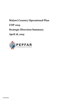 Malawi Country Operational Plan 2019 Strategic Direction Summary