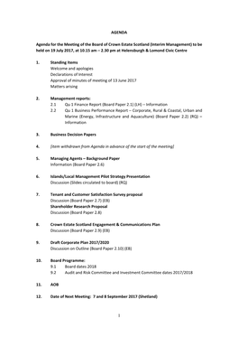 1 AGENDA Agenda for the Meeting of the Board of Crown Estate Scotland