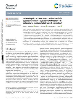 Heteroleptic Actinocenes: a Thorium(Iv)–Cyclobutadienyl