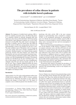 The Prevalence of Celiac Disease in Patients with Irritable Bowel Syndrome