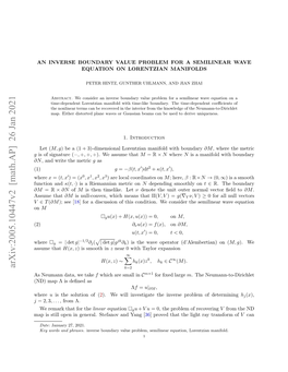 Arxiv:2005.10447V2 [Math.AP] 26 Jan 2021 K=2 As Neumann Data, We Take F Which Are Small in Cm+1 for ﬁxed Large M