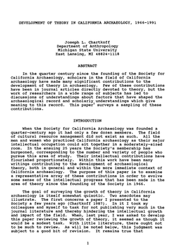 Development of Theory in California Archaeology, 1966-1991