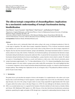 The Silicon Isotopic Composition of Choanoflagellates