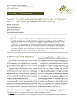 Vegetative Propagation of Amazonian Indigenous Species for Restoration Practices Over a Riverscape Floodplain Disturbed by Silti