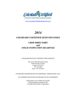 Colorado Certified Seed Potatoes Crop Directory