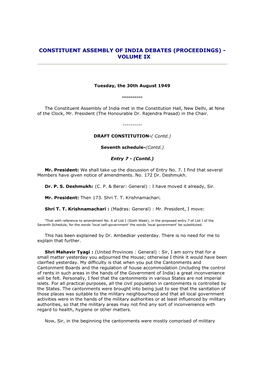 Constituent Assembly of India Debates (Proceedings) - Volume Ix