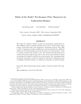 Pre-Issuance Price Maneuvers by Underwriter-Dealers