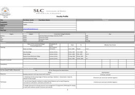 Sumita Sharma. Faculty Profile Pro Forma 7 Jan 2021