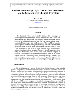 Interactive Knowledge Capture in the New Millennium: How the Semantic Web Changed Everything