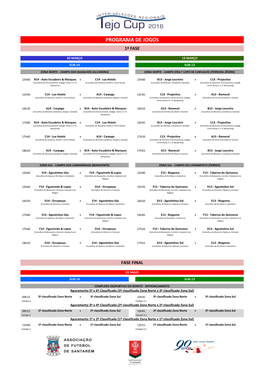 Programa De Jogos 1ª Fase