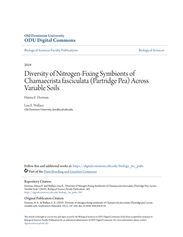 Diversity of Nitrogen-Fixing Symbionts of Chamaecrista Fasciculata (Partridge Pea) Across Variable Soils Hanna E