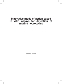 Innovative Mode of Action Based in Vitro Assays for Detection of Marine Neurotoxins