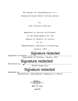 Signature Redacted Signature of Author •