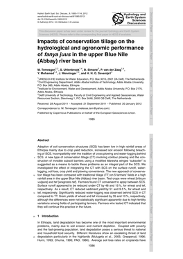 Impacts of Conservation Tillage on the Hydrological and Agronomic