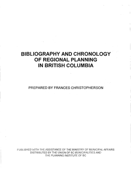Bibliography and Chronology of Regional Planning in British Columbia