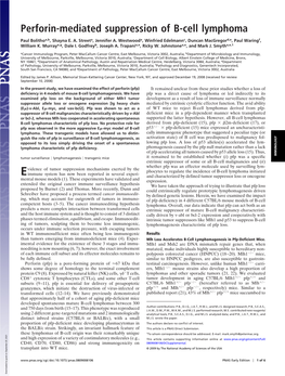 Perforin-Mediated Suppression of B-Cell Lymphoma