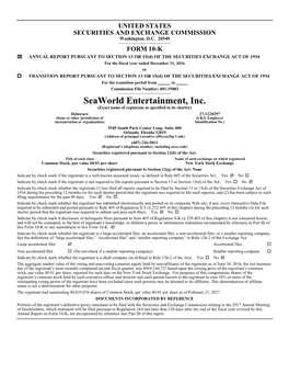 Seaworld Entertainment, Inc. (Exact Name of Registrant As Specified in Its Charter)