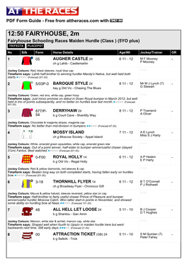 12:50 FAIRYHOUSE, 2M Fairyhouse Schooling Races Maiden Hurdle (Class ) (5YO Plus)