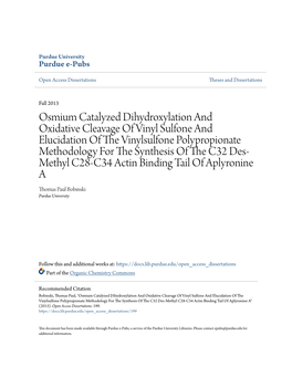 Osmium Catalyzed Dihydroxylation and Oxidative Cleavage of Vinyl