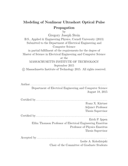 Modeling of Nonlinear Ultrashort Optical Pulse Propagation