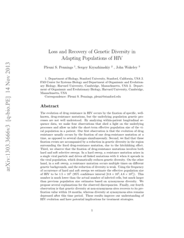 Loss and Recovery of Genetic Diversity in Adapting Populations of HIV