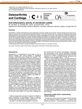 Anti-Inflammatory Activity of Chondroitin Sulfate