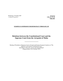 Relations Between the Constitutional Court and the Supreme Court from the Viewpoint of Malta