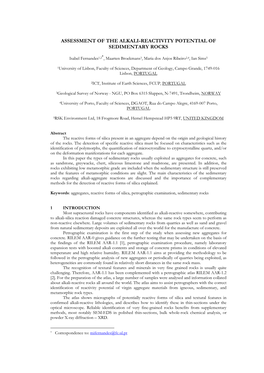 Assessment of the Alkali-Reactivity Potential of Sedimentary Rocks