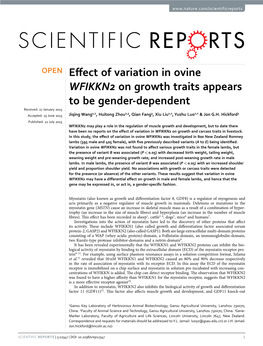 Effect of Variation in Ovine WFIKKN2 on Growth Traits
