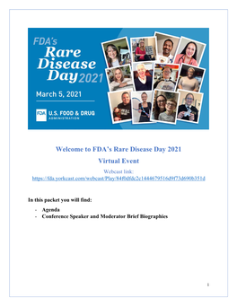 Welcome to FDA's Rare Disease Day 2021 Virtual Event