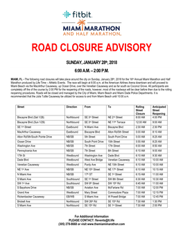 Road Closure Advisory