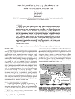 Newly Identified Strike-Slip Plate Boundary in the Northeastern Arabian Sea