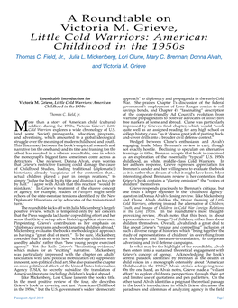 A Roundtable on Victoria M. Grieve, Little Cold Warriors: American Childhood in the 1950S Thomas C