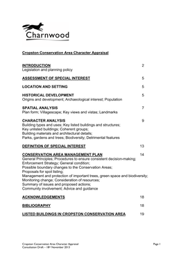 Cropston Conservation Area Character Appraisal