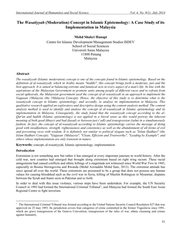 The Wasatiyyah (Moderation) Concept in Islamic Epistemology: a Case Study of Its Implementation in Malaysia