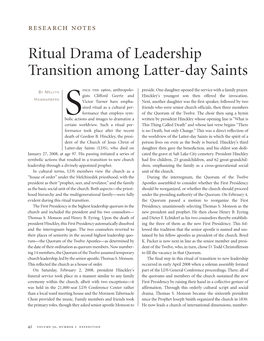 Ritual Drama of Leadership Transition Among Latter-Day Saints