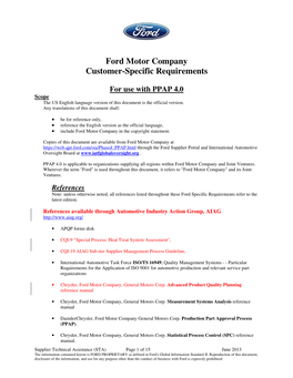 Ford Motor Company Customer-Specific Requirements