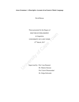 Ateso Grammar: a Descriptive Account of an Eastern Nilotic Language