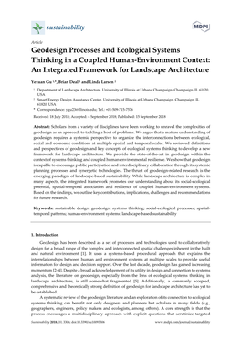 Geodesign Processes and Ecological Systems Thinking in a Coupled Human-Environment Context: an Integrated Framework for Landscape Architecture