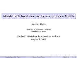 Mixed-Effects Non-Linear and Generalized Linear Models