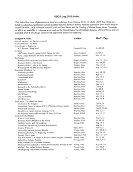 USCS Log 2010 Index